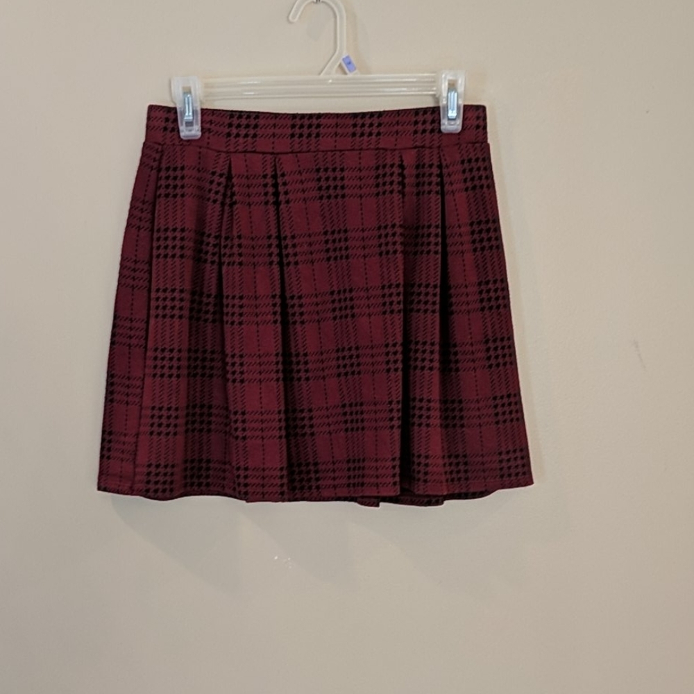Red and Black pleated skirt